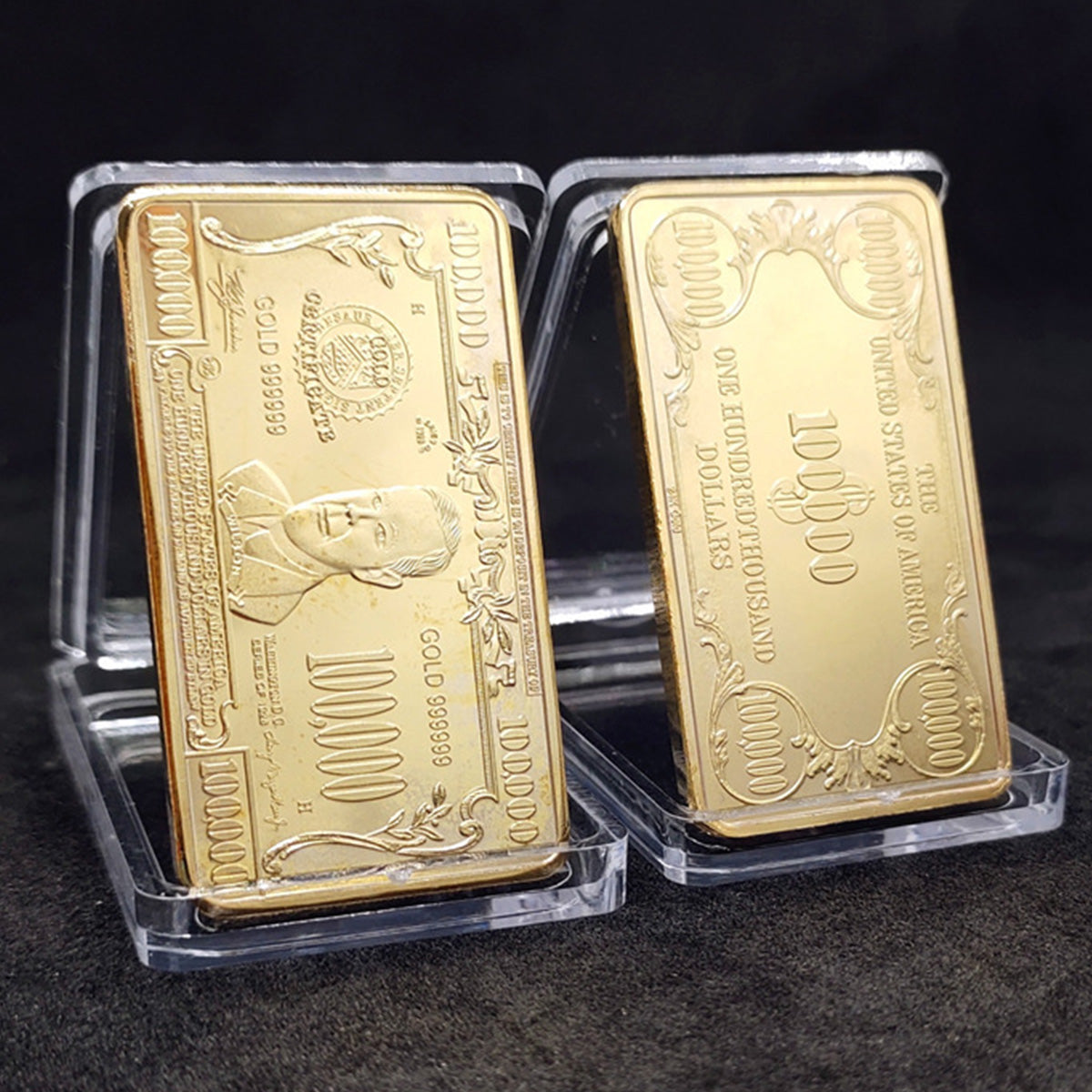 100,000-Dollar Gold-Plated Commemorative Coin – Intricate Portrait & US Bill Design, Collector’s Edition