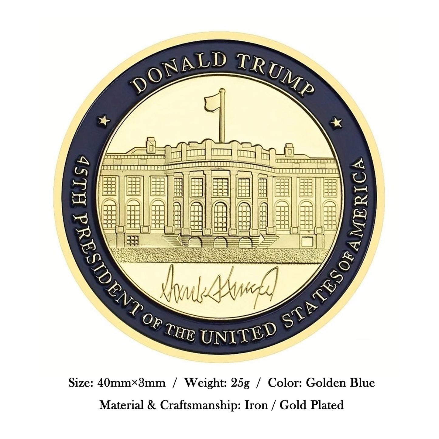 Donald Trump 45th President Commemorative Coin - White House & Seal Design