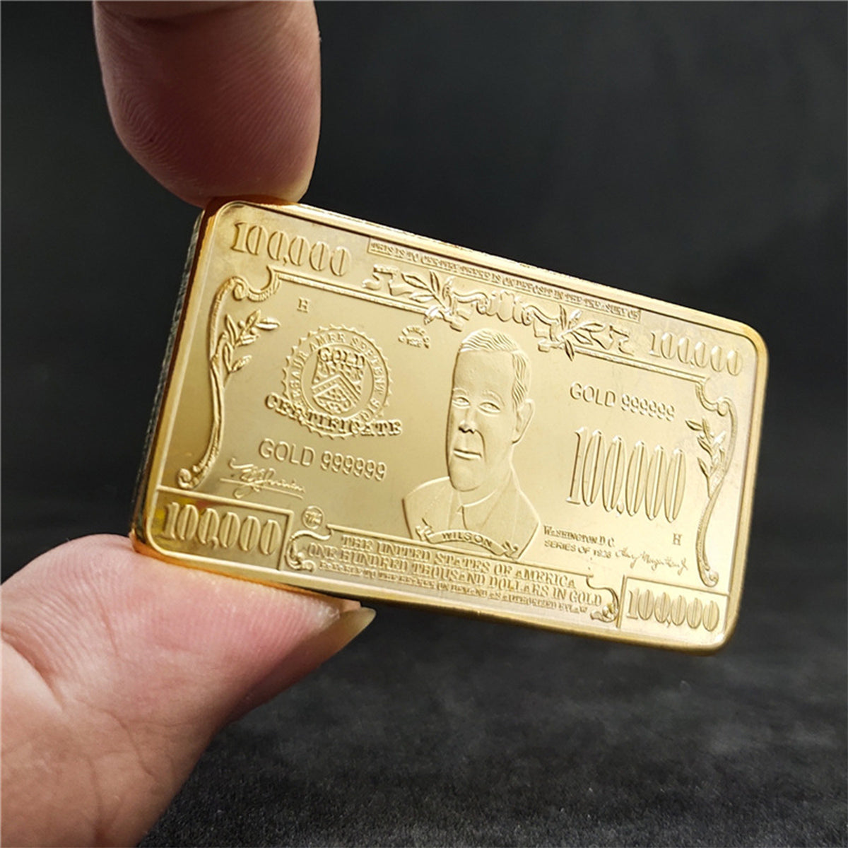 100,000-Dollar Gold-Plated Commemorative Coin – Intricate Portrait & US Bill Design, Collector’s Edition