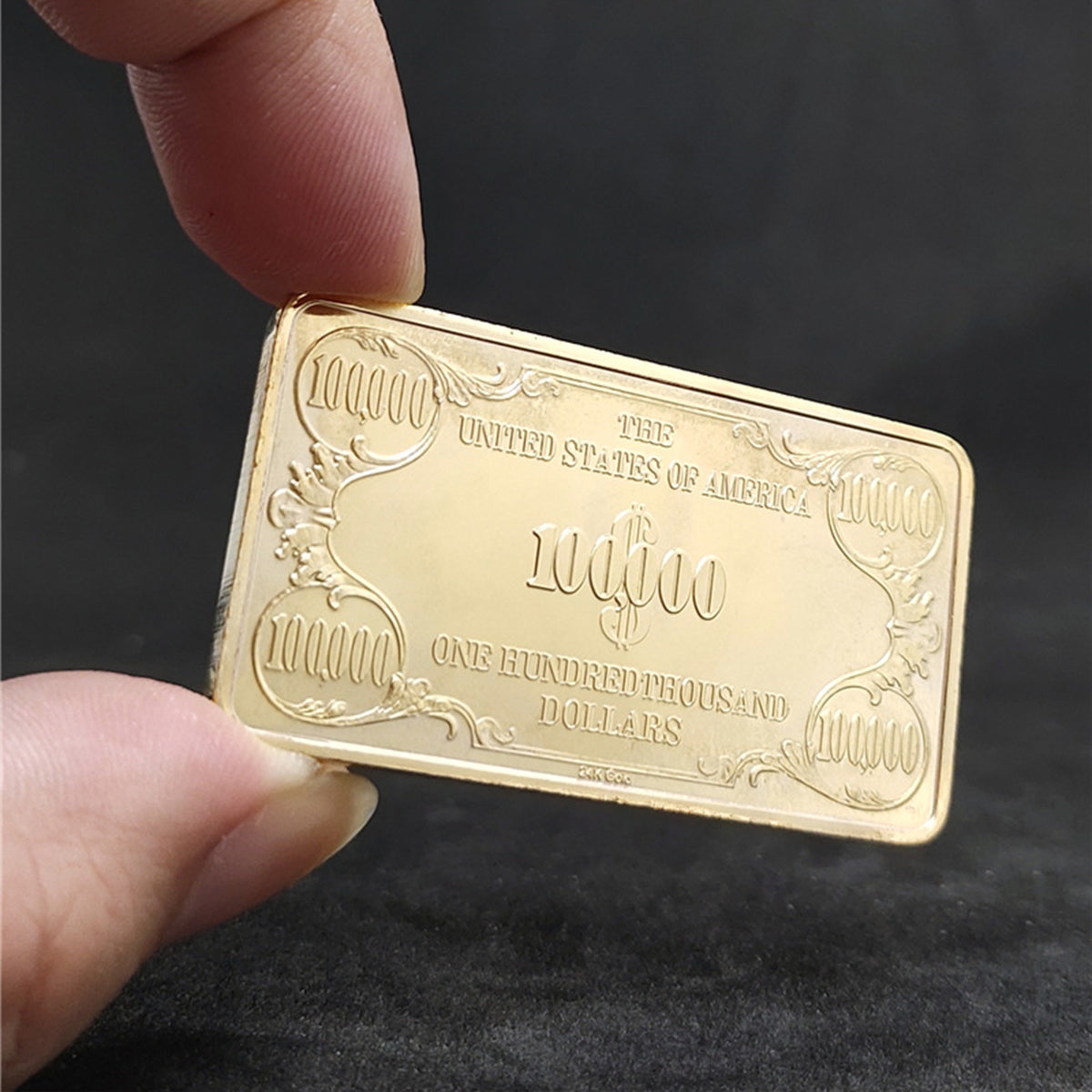 100,000-Dollar Gold-Plated Commemorative Coin – Intricate Portrait & US Bill Design, Collector’s Edition