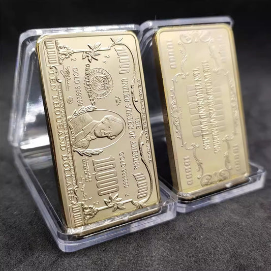 100,000-Dollar Gold-Plated Commemorative Coin – Intricate Portrait & US Bill Design, Collector’s Edition