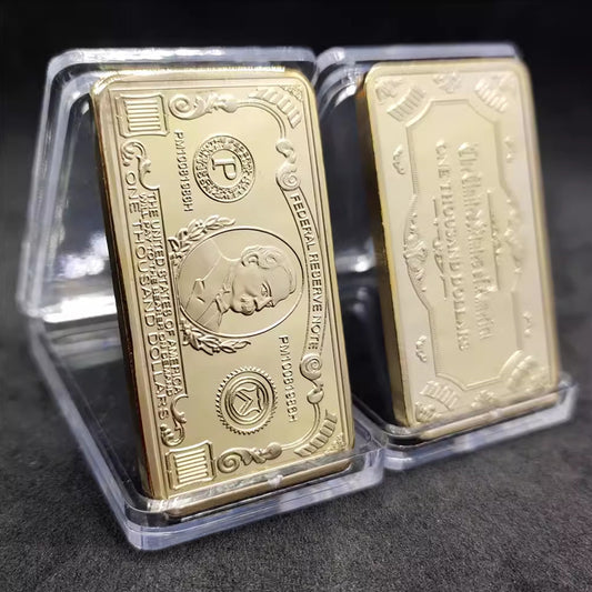 100,000-Dollar Gold-Plated Commemorative Coin – Intricate Portrait & US Bill Design, Collector’s Edition