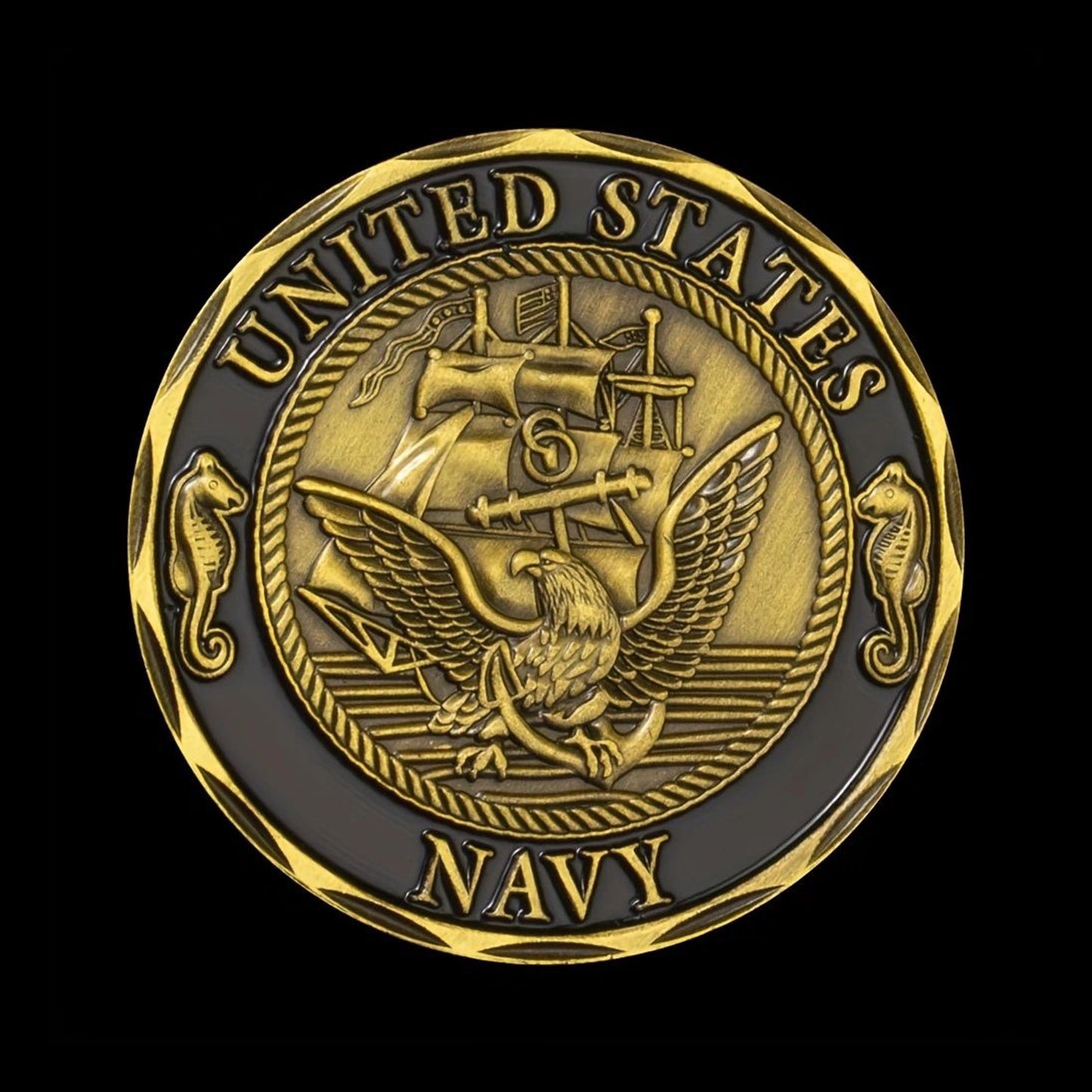 Shellback "King Neptune" Commemorative Coin - Gold-Toned Navy Tradition with Sea Serpent Design